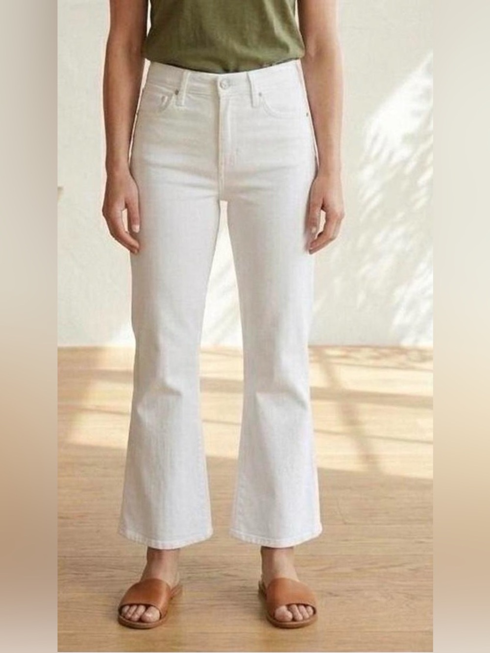 Madewell NWT Kick Out Crop Jeans in pure white size 32